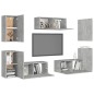 vidaXL Set Mobile Porta TV 7 pz Grigio Cemento in Truciolato vidaXL Set Mobile Porta TV 7 pz Grigio Cemento in Truciolato
