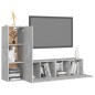 vidaXL Set di Mobili Porta TV 3 pz Grigio Cemento in Legno Multistrato