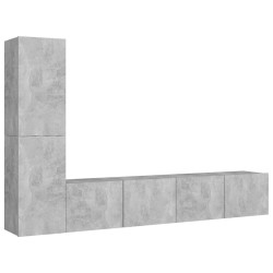 vidaXL Set Porta TV 4 pz Grigio Cemento in Truciolato