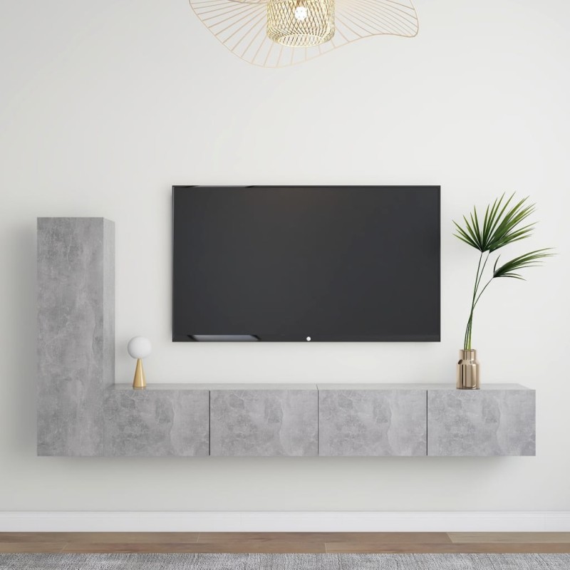 vidaXL Set Porta TV 3 pz Grigio Cemento in Truciolato 