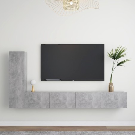 vidaXL Set Porta TV 3 pz Grigio Cemento in Truciolato 