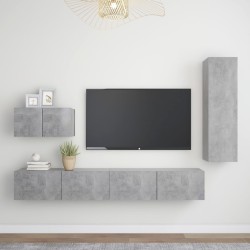 vidaXL Set di Mobili Porta TV 4 pz Grigio Cemento in Legno Multistrato