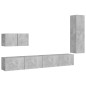 vidaXL Set di Mobili Porta TV 4 pz Grigio Cemento in Legno Multistrato vidaXL Set di Mobili Porta TV 4 pz Grigio Cemento in Legno Multistrato