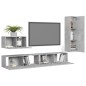 vidaXL Set di Mobili Porta TV 4 pz Grigio Cemento in Legno Multistrato vidaXL Set di Mobili Porta TV 4 pz Grigio Cemento in Legno Multistrato