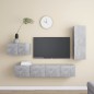 vidaXL Set di Mobili Porta TV 4 pz Grigio Cemento in Legno Multistrato vidaXL Set di Mobili Porta TV 4 pz Grigio Cemento in Legno Multistrato