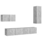 vidaXL Set di Mobili Porta TV 4 pz Grigio Cemento in Legno Multistrato vidaXL Set di Mobili Porta TV 4 pz Grigio Cemento in Legno Multistrato
