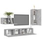 vidaXL Set di Mobili Porta TV 4 pz Grigio Cemento in Legno Multistrato vidaXL Set di Mobili Porta TV 4 pz Grigio Cemento in Legno Multistrato