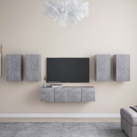 vidaXL Set Porta TV 6 pz Grigio Cemento in Truciolato 