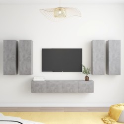 vidaXL Set di Mobili Porta TV 6 pz Grigio Cemento in Legno Multistrato