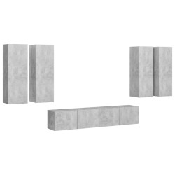 vidaXL Set di Mobili Porta TV 6 pz Grigio Cemento in Legno Multistrato