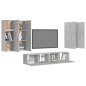 vidaXL Set di Mobili Porta TV 6 pz Grigio Cemento in Legno Multistrato vidaXL Set di Mobili Porta TV 6 pz Grigio Cemento in Legno Multistrato