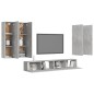 vidaXL Set Porta TV 6 pz Grigio Cemento in Truciolato vidaXL Set Porta TV 6 pz Grigio Cemento in Truciolato