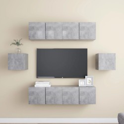 vidaXL Set di Mobili Porta TV 6 pz Grigio Cemento in Legno Multistrato