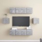 vidaXL Set di Mobili Porta TV 6 pz Grigio Cemento in Legno Multistrato