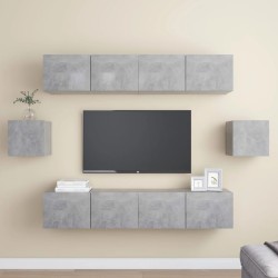 vidaXL  Set Porta TV 6 pz Grigio Cemento in Truciolato