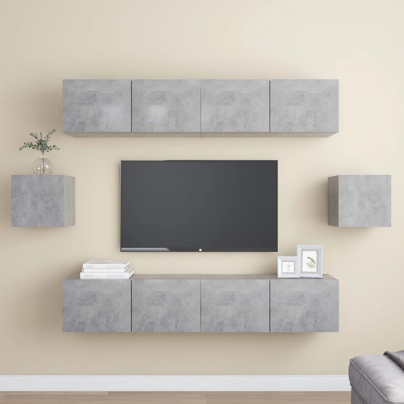 vidaXL Set Porta TV 6 pz Grigio Cemento in Truciolato vidaXL Set Porta TV 6 pz Grigio Cemento in Truciolato