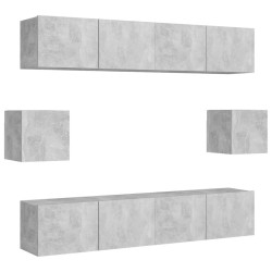 vidaXL  Set Porta TV 6 pz Grigio Cemento in Truciolato