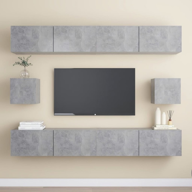 vidaXL Set Mobili TV 6 pz Grigio Cemento in Truciolato vidaXL Set Mobili TV 6 pz Grigio Cemento in Truciolato