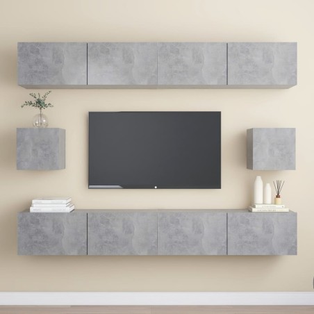 vidaXL Set Mobili TV 6 pz Grigio Cemento in Truciolato 