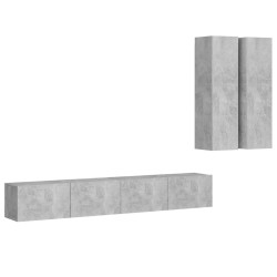 vidaXL Set Porta TV 4 pz Grigio Cemento in Truciolato 