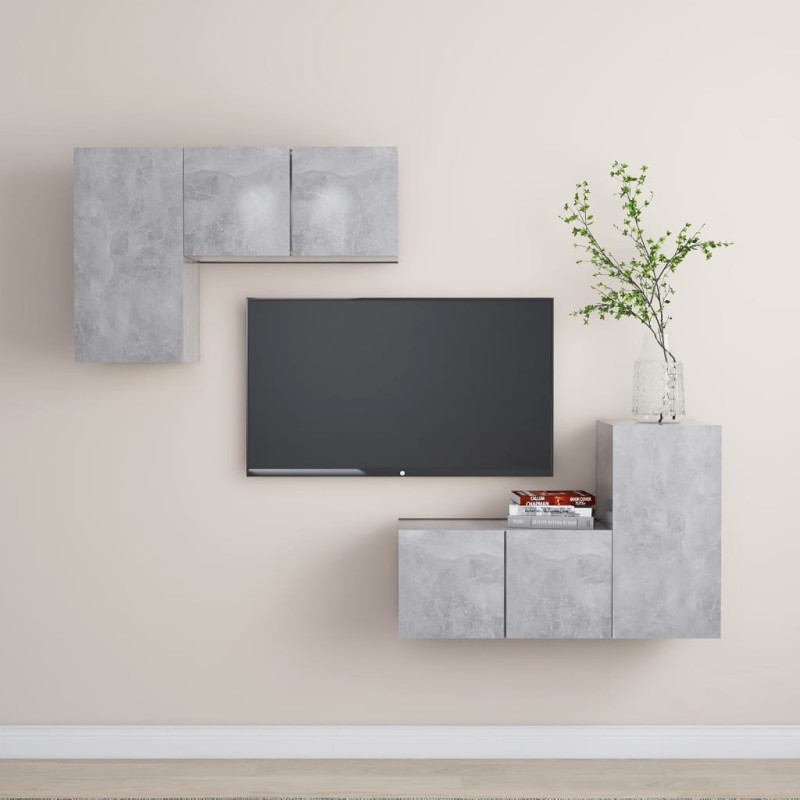 vidaXL Set Mobili TV 4 pz Grigio Cemento in Truciolato vidaXL Set Mobili TV 4 pz Grigio Cemento in Truciolato