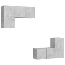 vidaXL Set Mobili TV 4 pz Grigio Cemento in Truciolato 