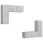 vidaXL Set di Mobili Porta TV 4 pz Grigio Cemento in Legno Multistrato