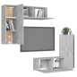 vidaXL Set di Mobili Porta TV 4 pz Grigio Cemento in Legno Multistrato