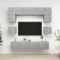 vidaXL Set di Mobili Porta TV 8 pz Grigio Cemento in Legno Multistrato vidaXL Set di Mobili Porta TV 8 pz Grigio Cemento in Legno Multistrato