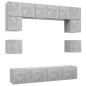 vidaXL Set di Mobili Porta TV 8 pz Grigio Cemento in Legno Multistrato vidaXL Set di Mobili Porta TV 8 pz Grigio Cemento in Legno Multistrato