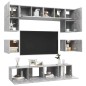 vidaXL Set di Mobili Porta TV 8 pz Grigio Cemento in Legno Multistrato vidaXL Set di Mobili Porta TV 8 pz Grigio Cemento in Legno Multistrato