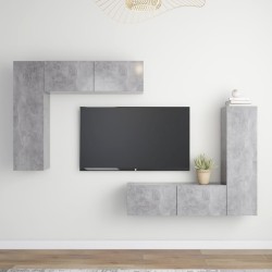 vidaXL Set Porta TV 4 pz Grigio Cemento in Truciolato 
