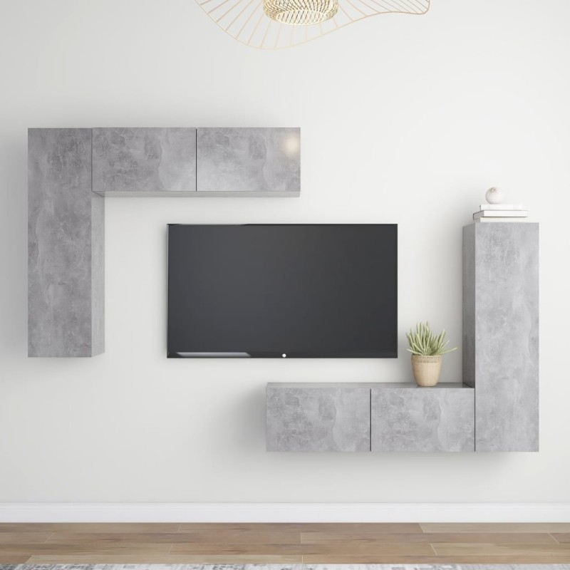vidaXL Set Porta TV 4 pz Grigio Cemento in Truciolato vidaXL Set Porta TV 4 pz Grigio Cemento in Truciolato