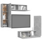vidaXL Set Porta TV 4 pz Grigio Cemento in Truciolato vidaXL Set Porta TV 4 pz Grigio Cemento in Truciolato