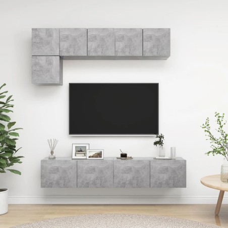 vidaXL Set di Mobili Porta TV 5 pz Grigio Cemento in Legno Multistrato