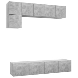 vidaXL Set di Mobili Porta TV 5 pz Grigio Cemento in Legno Multistrato