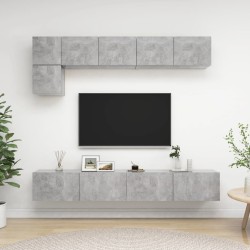vidaXL Set di Mobili Porta TV 5 pz Grigio Cemento in Legno Multistrato