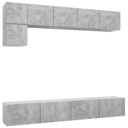 vidaXL Set di Mobili Porta TV 5 pz Grigio Cemento in Legno Multistrato