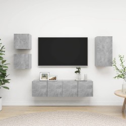 vidaXL Set Porta TV 5 pz Grigio Cemento in Truciolato 