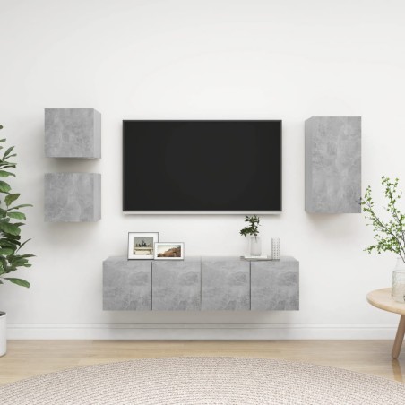 vidaXL Set Porta TV 5 pz Grigio Cemento in Truciolato 
