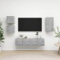 vidaXL Set Porta TV 5 pz Grigio Cemento in Truciolato 