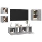 vidaXL Set Porta TV 5 pz Grigio Cemento in Truciolato 