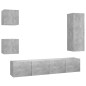 vidaXL Set di Mobili Porta TV 5 pz Grigio Cemento in Legno Multistrato vidaXL Set di Mobili Porta TV 5 pz Grigio Cemento in Legno Multistrato