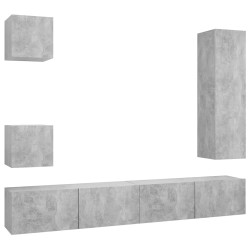 vidaXL Set Porta TV 5 pz Grigio Cemento in Truciolato