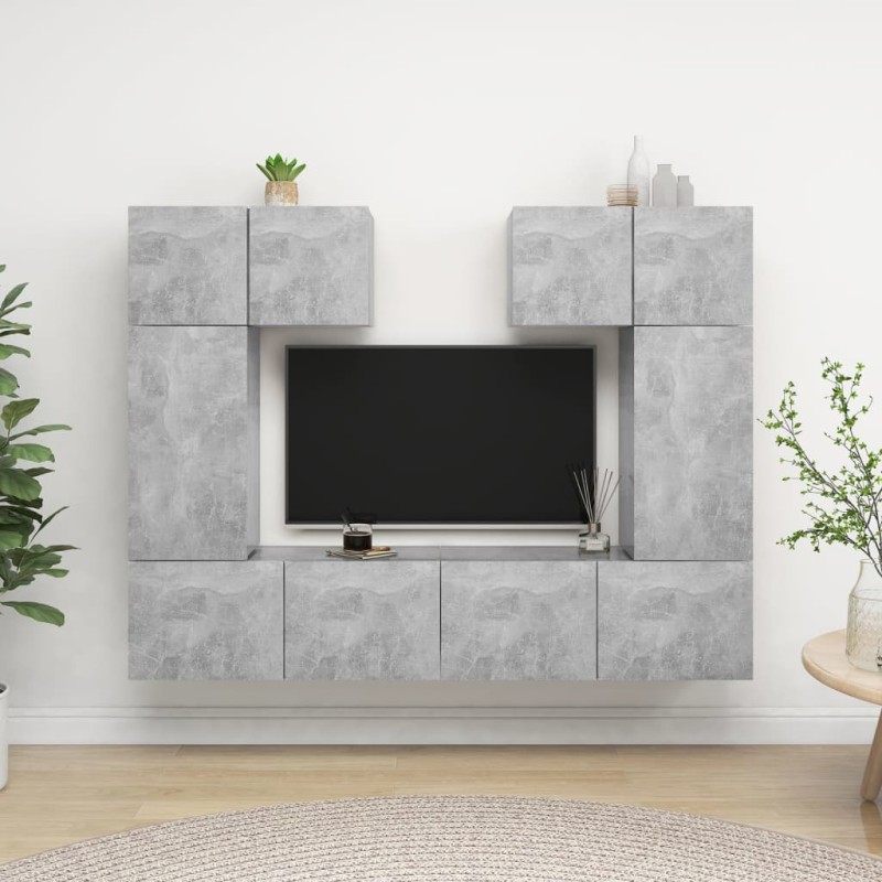 vidaXL Set Mobili TV 6 pz Grigio Cemento in Truciolato vidaXL Set Mobili TV 6 pz Grigio Cemento in Truciolato