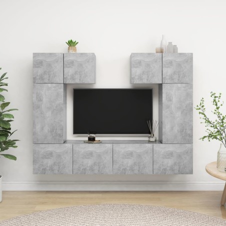 vidaXL Set Mobili TV 6 pz Grigio Cemento in Truciolato 
