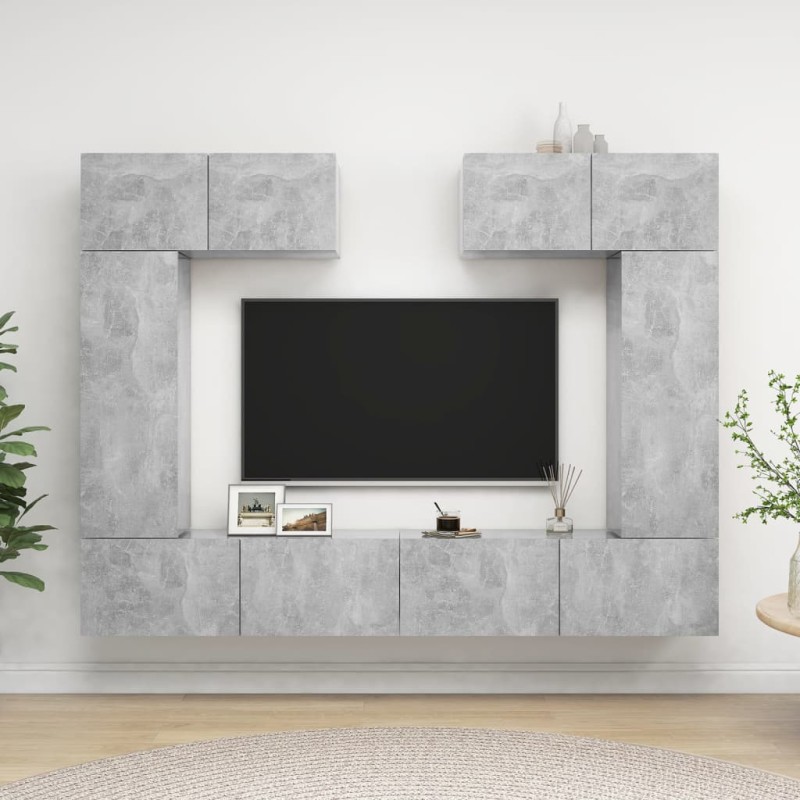 vidaXL Set Porta TV 6 pz Grigio Cemento in Truciolato vidaXL Set Porta TV 6 pz Grigio Cemento in Truciolato