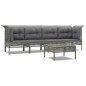 vidaXL Set Divani da Giardino 5 pz con Cuscini in Polyrattan Grigio vidaXL Set Divani da Giardino 5 pz con Cuscini in Polyrattan Grigio