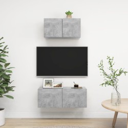 vidaXL Set Porta TV 2 pz Grigio Cemento in Truciolato 