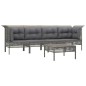 vidaXL Set Divani da Giardino 5 pz con Cuscini in Polyrattan Grigio vidaXL Set Divani da Giardino 5 pz con Cuscini in Polyrattan Grigio